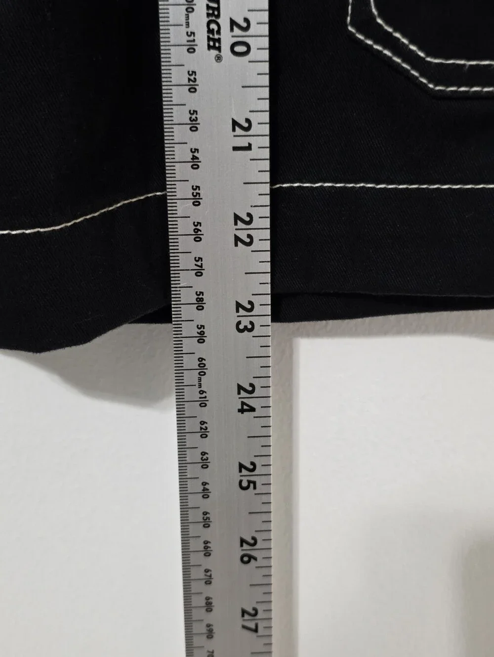 True Religion Black Cargo Shorts with White Contrast Stitching and Red Accents